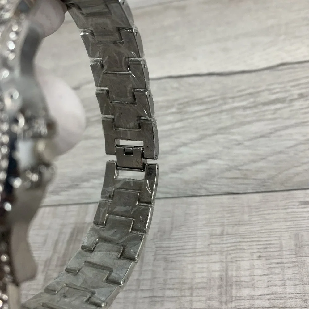 Rhinestone‎ Stainless Steel Big Round Woman's Watch Stainless Steel Bracelet